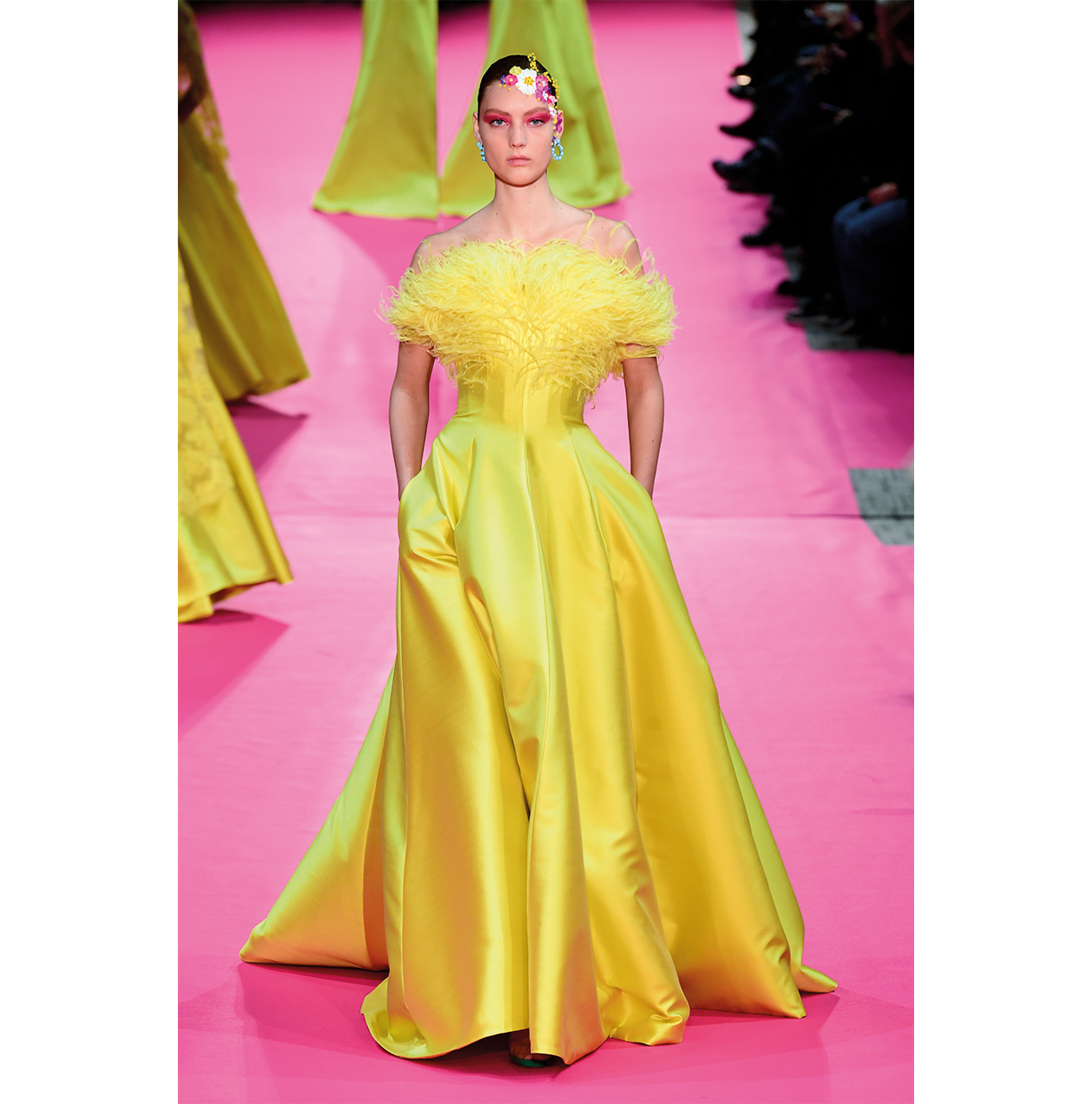 neon yellow silk dress